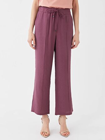 Kadın Beli Lastikli Düz Pantolon