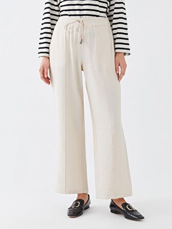 Kadın Beli Lastikli Düz Pantolon