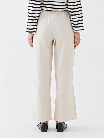 Kadın Beli Lastikli Düz Pantolon