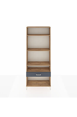 Arges Dolap 4 Raflı Tek Çekmeceli 88x30x221 Çam-Antrasit