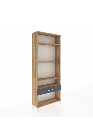 Arges Dolap 4 Raflı Tek Çekmeceli 88x30x221 Çam-Antrasit