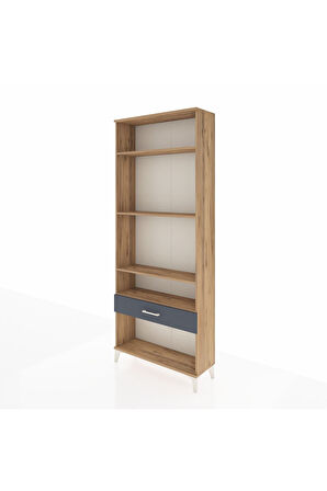 Arges Dolap 4 Raflı Tek Çekmeceli 88x30x221 Çam-Antrasit