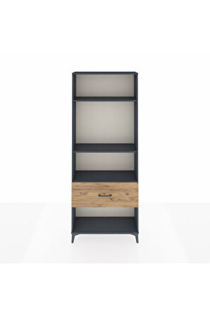 Arges Dolap 3 Raflı Tek Çekmeceli 88x30x221 Antrasit-Çam