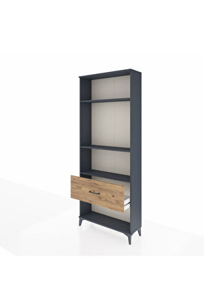Arges Dolap 3 Raflı Tek Çekmeceli 88x30x221 Antrasit-Çam