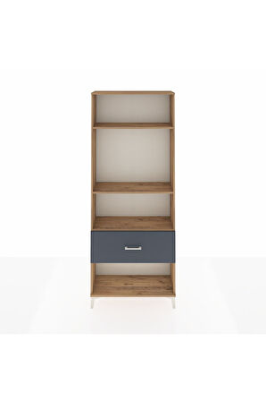 Arges Dolap 3 Raflı Tek Çekmeceli 88x30x221 Çam-Antrasit