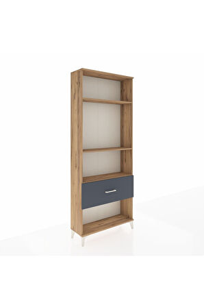 Arges Dolap 3 Raflı Tek Çekmeceli 88x30x221 Çam-Antrasit