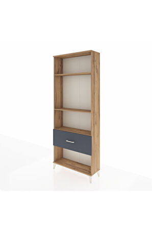 Arges Dolap 3 Raflı Tek Çekmeceli 88x30x221 Çam-Antrasit