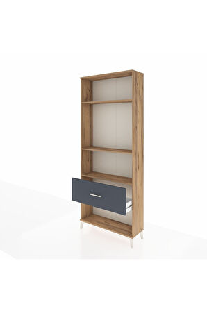 Arges Dolap 3 Raflı Tek Çekmeceli 88x30x221 Çam-Antrasit