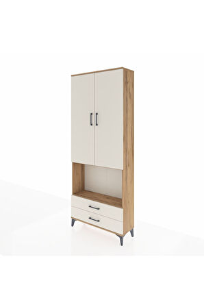 Arges Dolap 3 Raflı 2 Çekmeceli Tek Askılı 88x30x221 Çam-Aytaşı