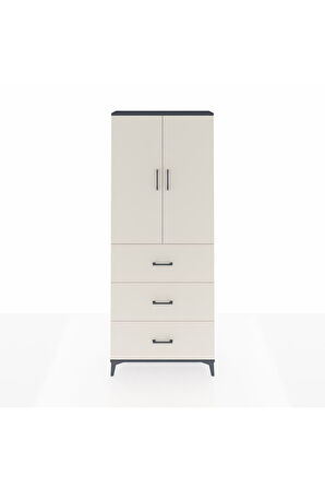 Arges Dolap 3 Raflı 3 Çekmeceli 2 Kapaklı 88x30x221 Antrasit-Aytaşı