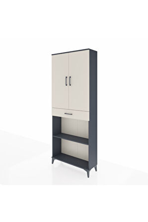 Arges Dolap 4 Raflı Tek Çekmeceli 2 Kapaklı 88x30x221 Antrasit-Aytaşı