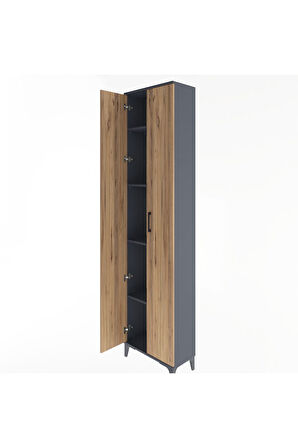 Arges Dolap 4 Raflı 2 Kapaklı 60x30x243 Antrasit-Çam