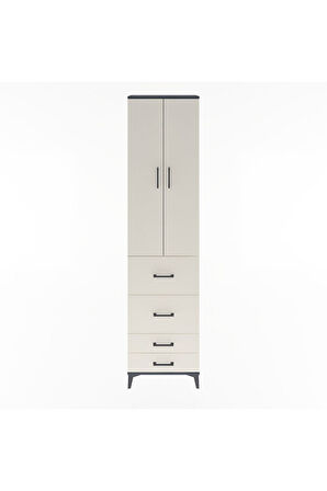 Arges Dolap 4 Raflı 4 Çekmeceli 2 Kapaklı 60x30x243 Antrasit-Aytaşı