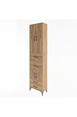 Arges Dolap 4 Raflı 4 Çekmeceli 4 Kapaklı 60x30x243 Çam-Çam
