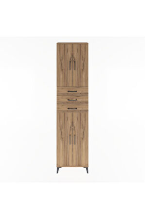 Arges Dolap 5 Raflı 3 Çekmeceli 4 Kapaklı 60x30x243 Çam-Çam