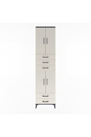 Arges Dolap 5 Raflı 5 Çekmeceli 4 Kapaklı 60x30x243 Antrasit-Aytaşı