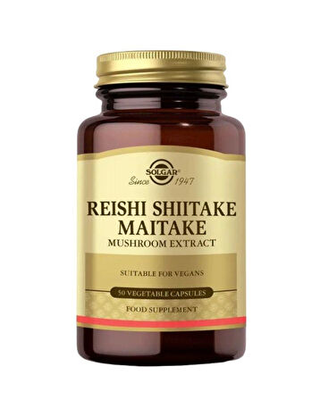Solgar Reishi Shiitake Maytake Mantar Ekstresi Takviye Edici Gıda 50 Kapsül