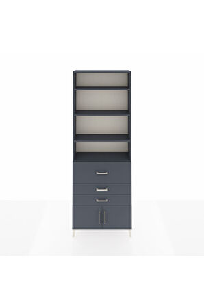 Arges Dolap 3 Raflı 2 Kapaklı Tek Askılı 88x30x243 Antrasit-Antrasit