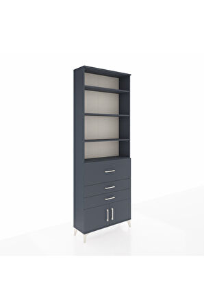 Arges Dolap 3 Raflı 2 Kapaklı Tek Askılı 88x30x243 Antrasit-Antrasit