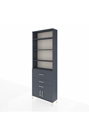 Arges Dolap 3 Raflı 2 Kapaklı Tek Askılı 88x30x243 Antrasit-Antrasit