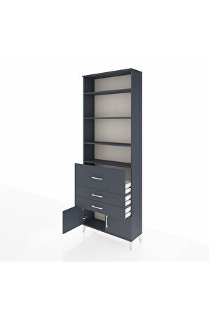 Arges Dolap 3 Raflı 2 Kapaklı Tek Askılı 88x30x243 Antrasit-Antrasit