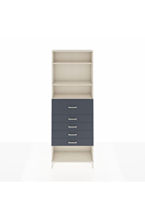 Arges Dolap 3 Raflı 5 Çekmeceli 88x30x243 Aytaşı-Antrasit