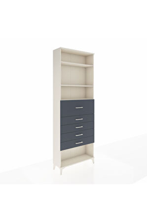 Arges Dolap 3 Raflı 5 Çekmeceli 88x30x243 Aytaşı-Antrasit