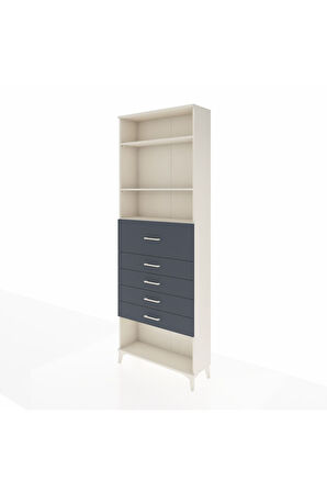 Arges Dolap 3 Raflı 5 Çekmeceli 88x30x243 Aytaşı-Antrasit
