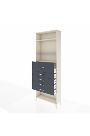 Arges Dolap 3 Raflı 5 Çekmeceli 88x30x243 Aytaşı-Antrasit