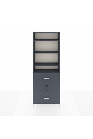 Arges Dolap 4 Raflı 4 Çekmeceli 88x30x243 Antrasit-Antrasit