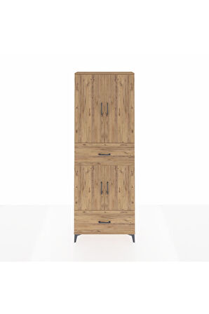 Arges Dolap 5 Raflı 2 Çekmeceli 4 Kapaklı 88x30x243 Çam-Çam