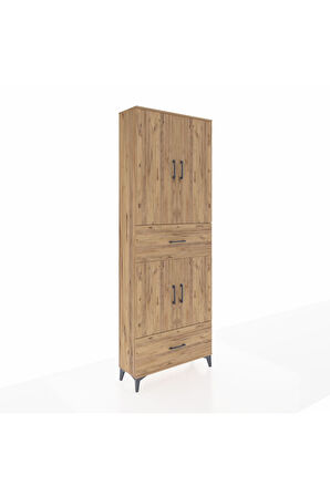 Arges Dolap 5 Raflı 2 Çekmeceli 4 Kapaklı 88x30x243 Çam-Çam