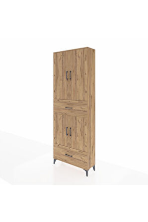 Arges Dolap 5 Raflı 2 Çekmeceli 4 Kapaklı 88x30x243 Çam-Çam