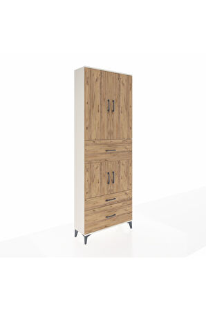 Arges Dolap 4 Raflı 3 Çekmeceli 4 Kapaklı 88x30x243 Aytaşı-Çam
