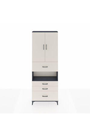 Arges Dolap 4 Raflı 4 Çekmeceli 2 Kapaklı 88x30x243 Antrasit-Aytaşı