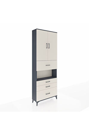 Arges Dolap 4 Raflı 4 Çekmeceli 2 Kapaklı 88x30x243 Antrasit-Aytaşı