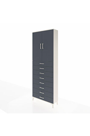 Arges Dolap 3 Raflı 8 Çekmeceli 2 Kapaklı 88x30x243 Aytaşı-Antrasit