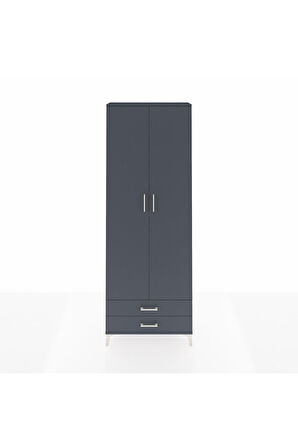 Arges Dolap 5 Raflı 2 Çekmeceli 2 Kapaklı 88x30x243 Antrasit-Antrasit