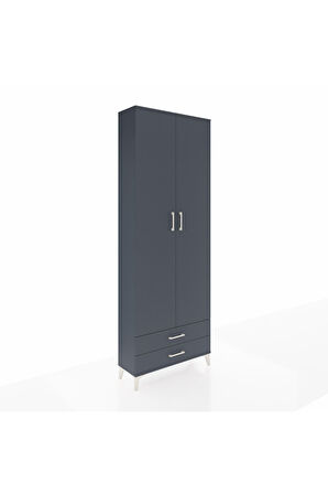 Arges Dolap 5 Raflı 2 Çekmeceli 2 Kapaklı 88x30x243 Antrasit-Antrasit
