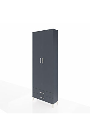 Arges Dolap 5 Raflı 2 Çekmeceli 2 Kapaklı 88x30x243 Antrasit-Antrasit