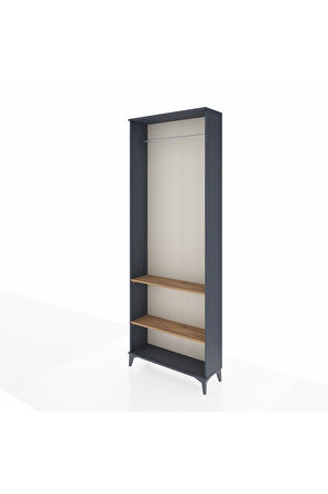 Arges Dolap 2 Raflı Tek Askılı 88x30x243 Antrasit-Çam