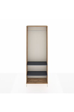 Arges Dolap 2 Raflı Tek Askılı 88x30x243 Çam-Antrasit