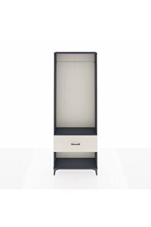 Arges Dolap Tek Raflı Tek Çekmeceli Tek Askılı 88x30x243 Antrasit-Aytaşı