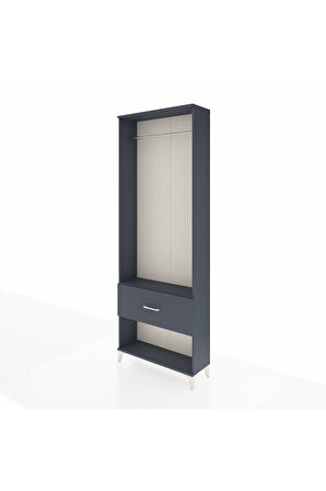 Arges Dolap Tek Raflı Tek Çekmeceli Tek Askılı 88x30x243 Antrasit-Antrasit