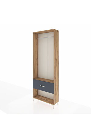 Arges Dolap Tek Raflı Tek Çekmeceli Tek Askılı 88x30x243 Çam-Antrasit