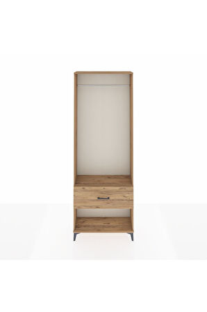 Arges Dolap Tek Raflı Tek Çekmeceli Tek Askılı 88x30x243 Çam-Çam