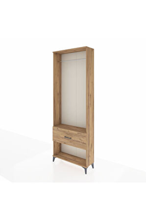 Arges Dolap Tek Raflı Tek Çekmeceli Tek Askılı 88x30x243 Çam-Çam