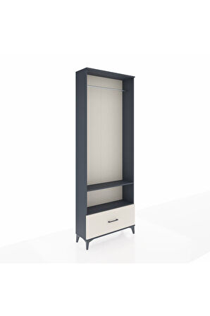Arges Dolap 2 Raflı Tek Çekmeceli Tek Askılı 88x30x243 Antrasit-Aytaşı