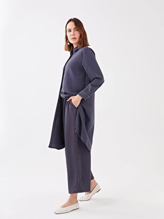 Kadın Beli Lastikli Düz Pantolon