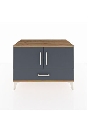 Hyperion Şifonyer 2 Raflı Tek Çekmeceli 2 Kapaklı 88x44x64 Çam-Antrasit